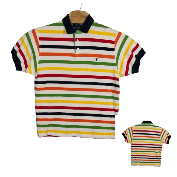 Vtg Regatta Sport Rainbow Polo Shirt Mens Medium Preppy Office‎ Business Casual - Picture 1 of 9